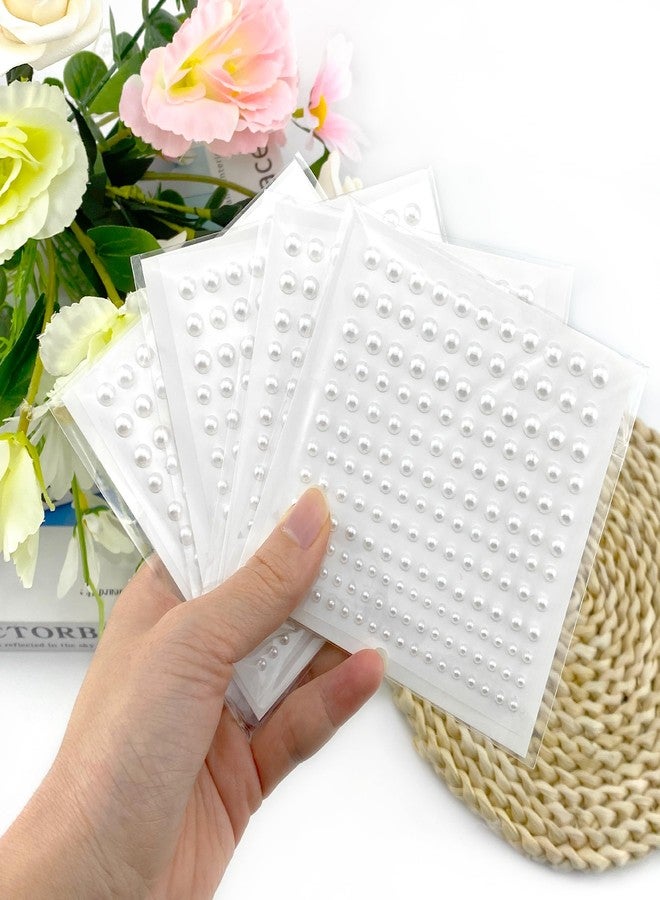 Quacc 660 PCS Pearl Hair Stickers, 3mm/4mm/5mm/6mm Self Adhesive Pearl Stickers Flat Back Pearls for Craft DIY Face Makeup Nail Decoration (White) - Image 5